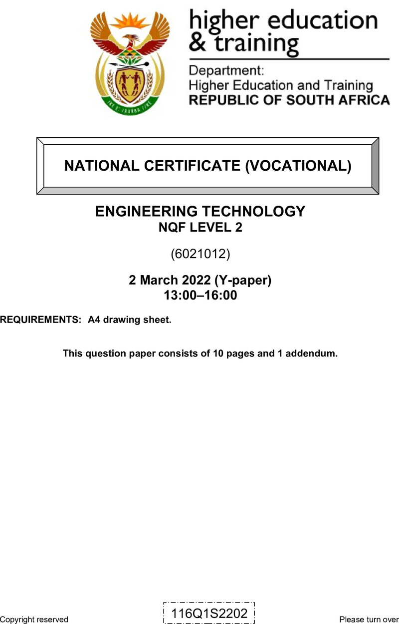 Engineering Technology L2 QP Feb 2022 Van Zyl S