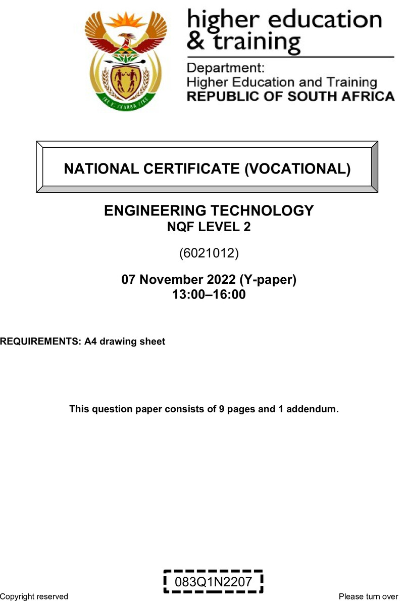 Nc1160 Engineering Technology L2 QP Nov 2022 Pretorius