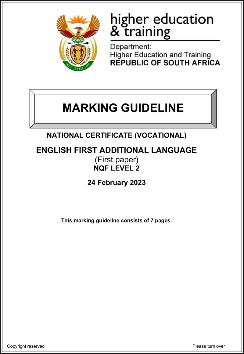 English First Additional Language L2 P1 Memo Feb 2023 Signed Off