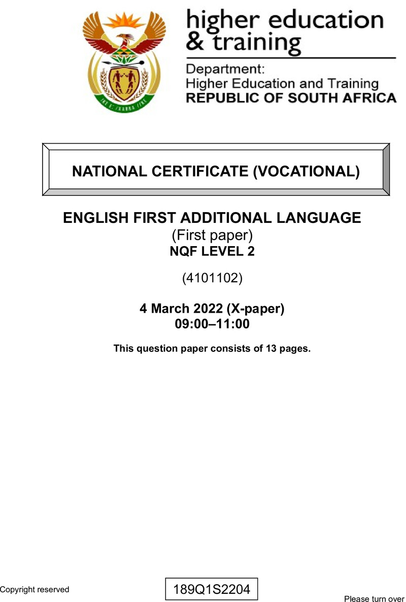 English First Additional Language L2 P1 QP Supp Feb 2022 Signed Off