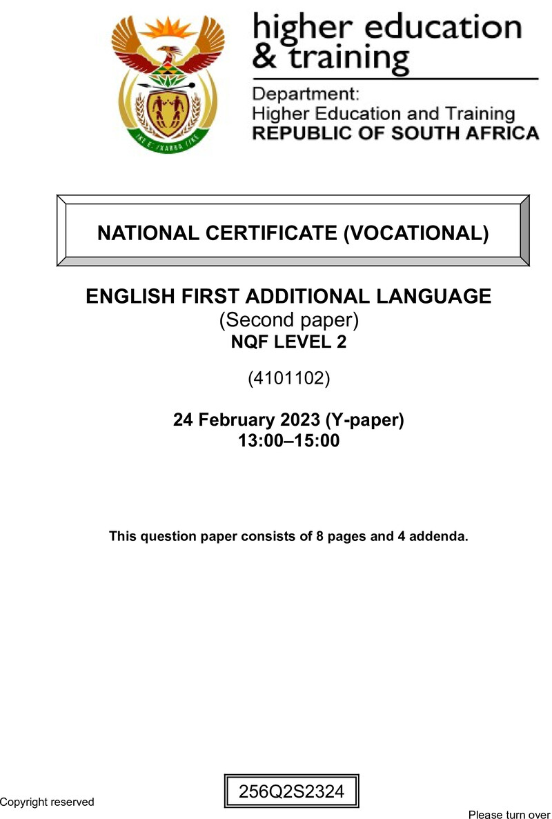 English First Additional Language L2 P2 QP Supp Feb 2023 Signed Off