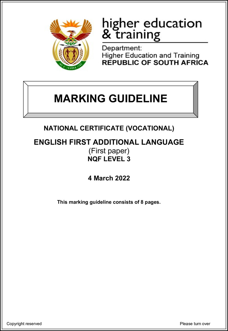 English First Additional Language L3 P1 Memo Feb 2022 Signed Off