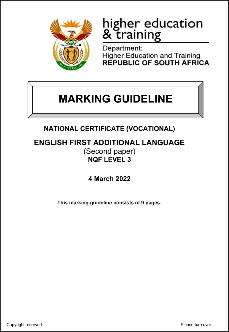 English First Additional Language L3 P2 Memo Supp Feb 2022 Signed Off