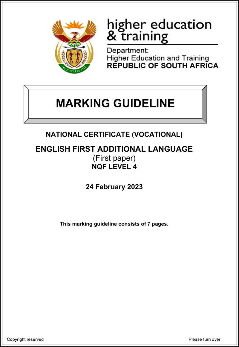 English First Additional Language L4 P1 Memo Feb 2023 Signed Off