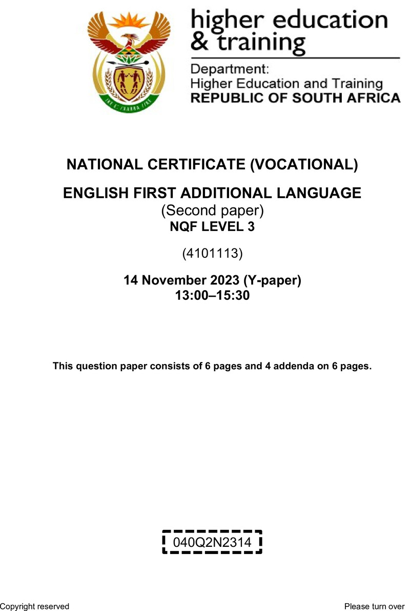 Nc1200 English First Additional Language L3 P2 QP Nov 2023 Signed Off