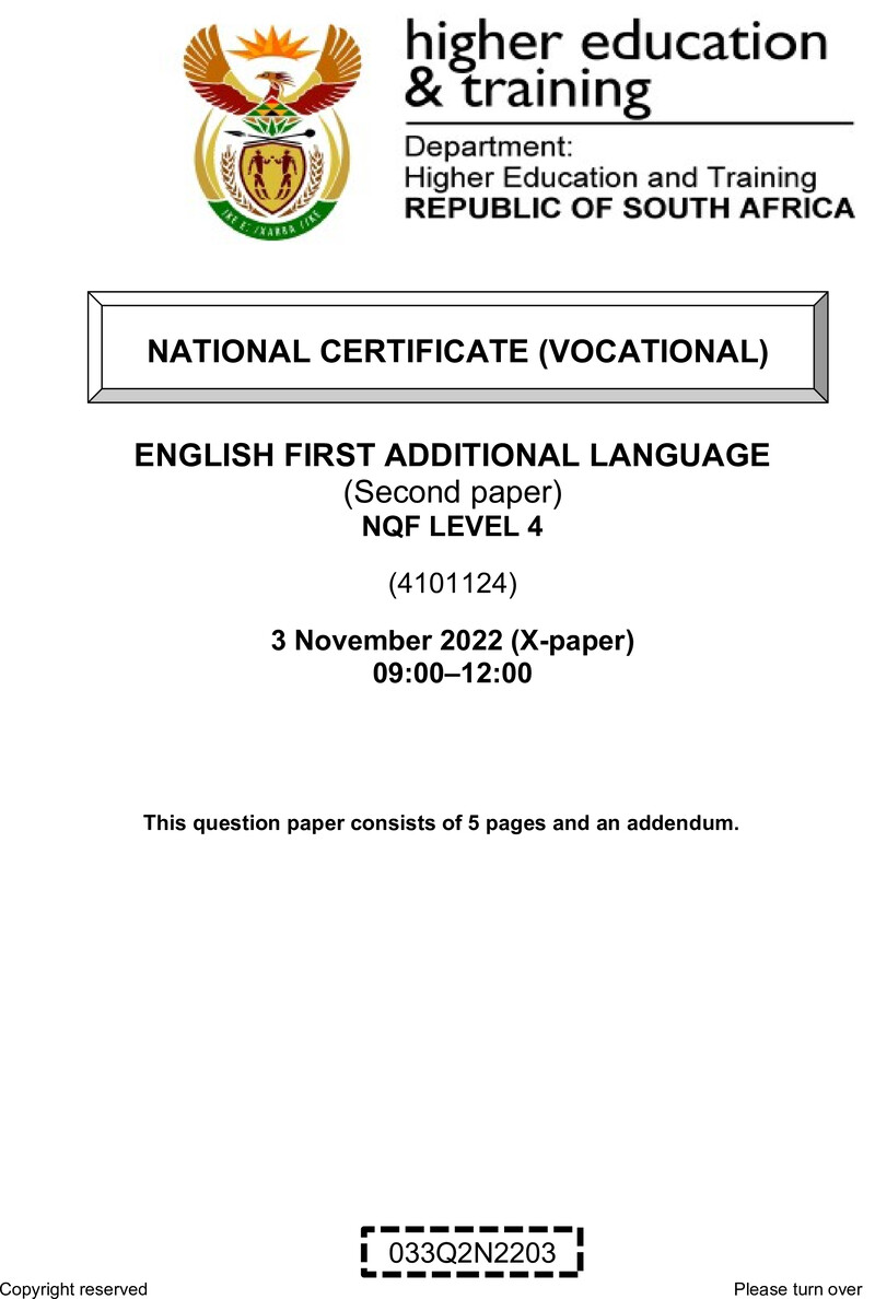 Nc1220 English First Additional Language L4 P2 Nov QP 2022 Signed Off