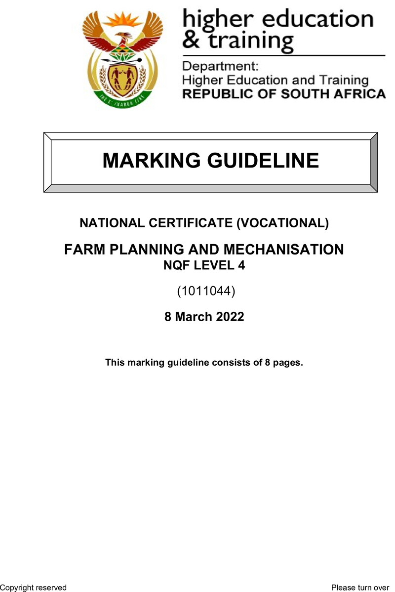 Nc1240 Farm Planning And Mechanisation L4 Memo Supp March 2022 Signed Off