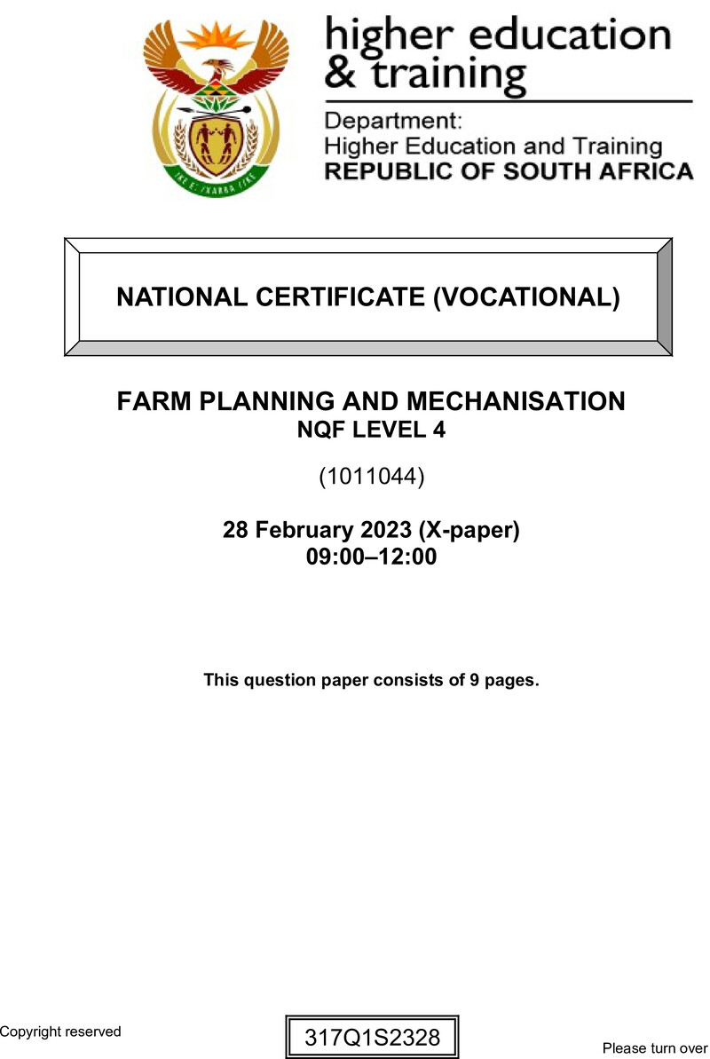 Nc1240 Farm Planning And Mechanisation L4 QP Supp Feb 2023 Signed Off