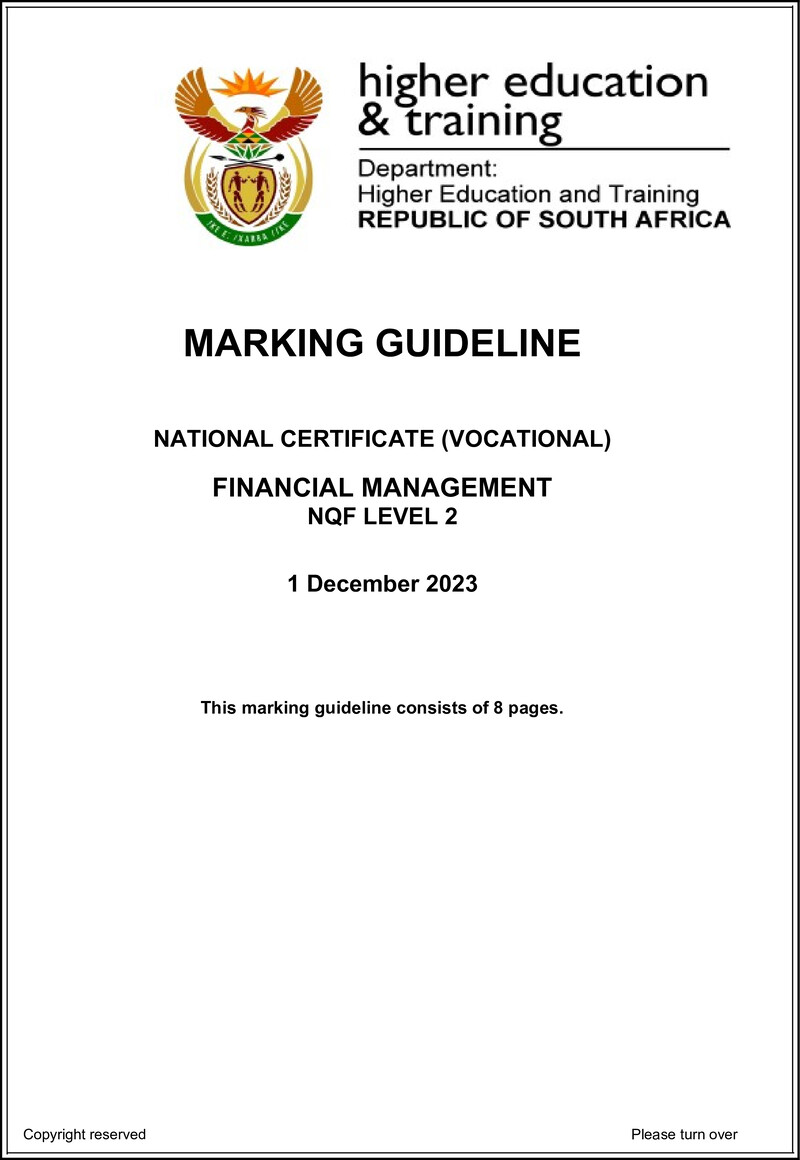 Nc1250 Financial Management L2 Nov Memo 2023 Edited