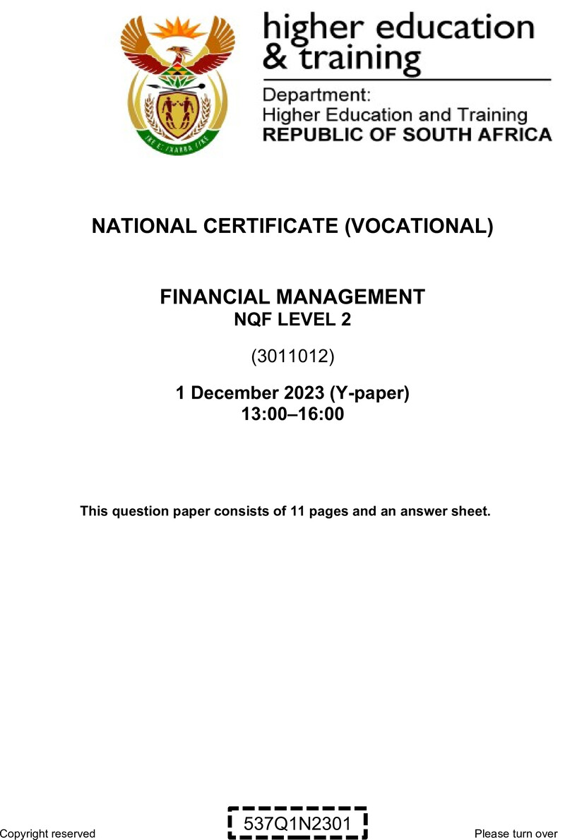 Nc1250 Financial Management L2 Nov QP 2023 Edited Gerber