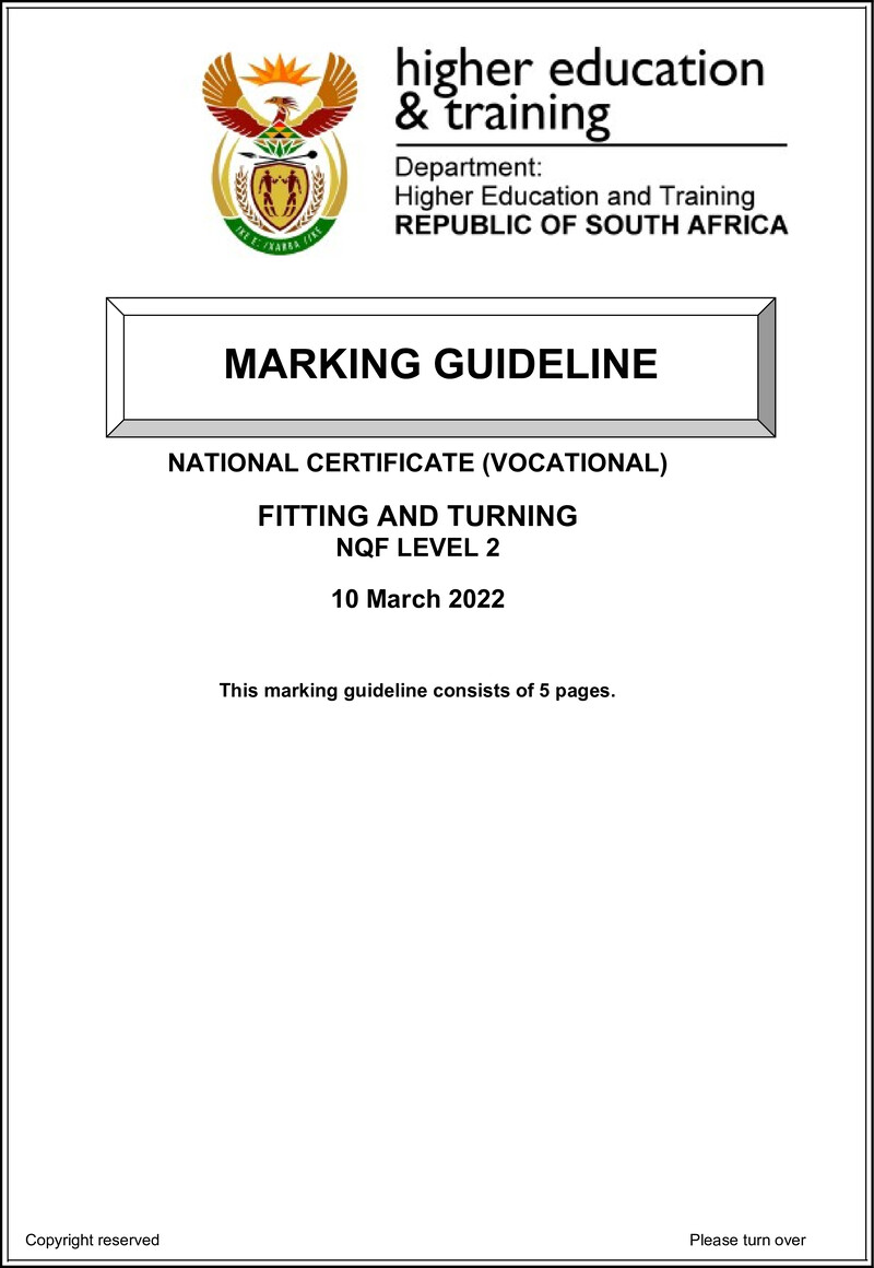 Fitting And Turning L2 Memo Feb 2022 Van Zyl S