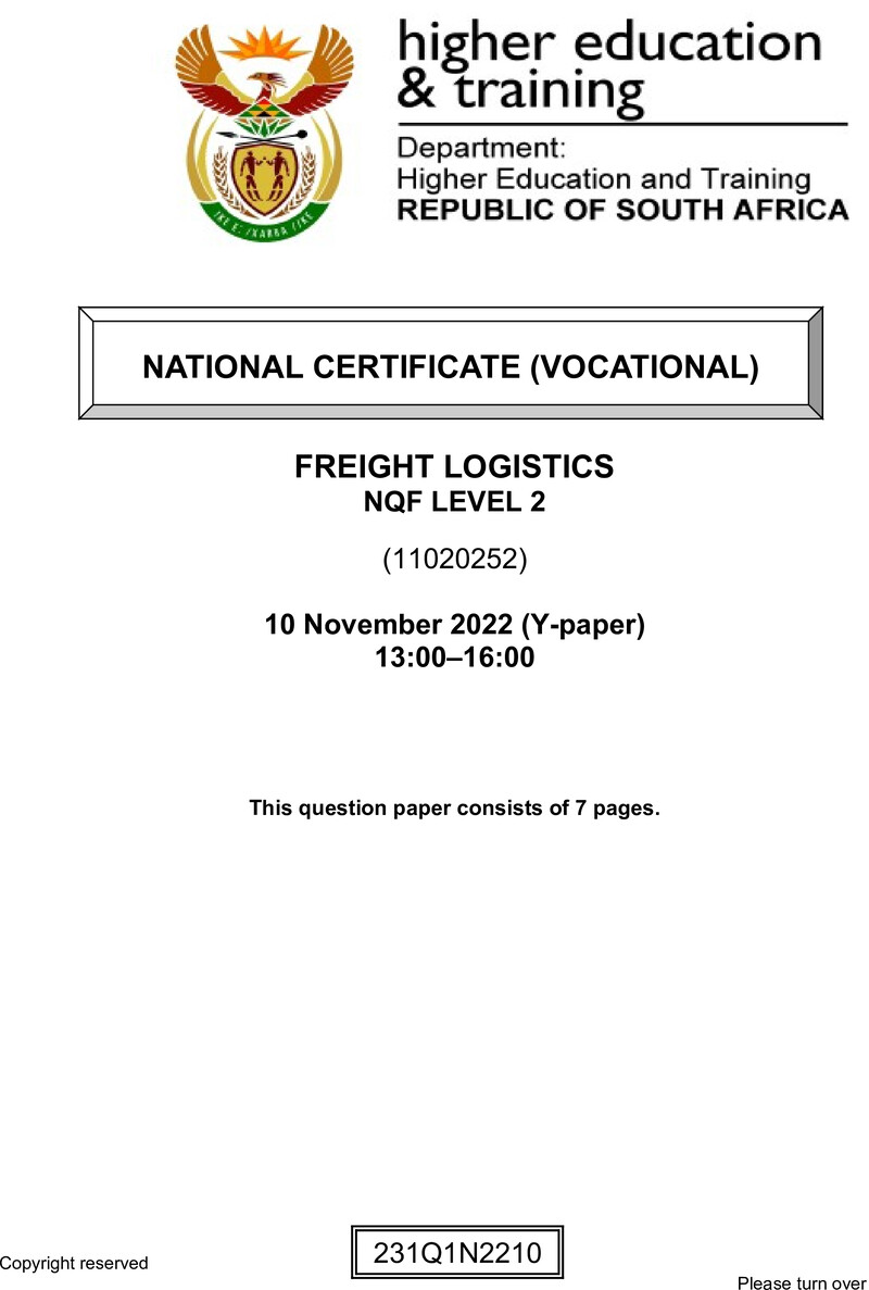 Nc1340 Freight Logistics L2 QP Nov 2022 Signed Off