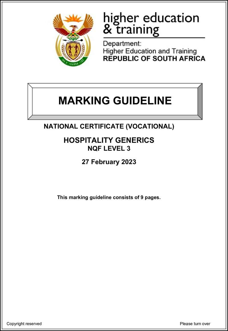 Nc1430 Hospitality Generics L3 Memo Feb 2023