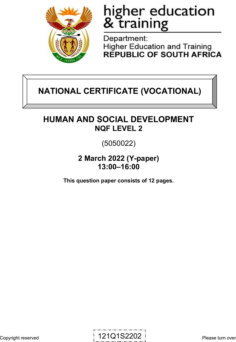 Human And Social Development L2 QP Supp Feb 2022 Edited Fopma