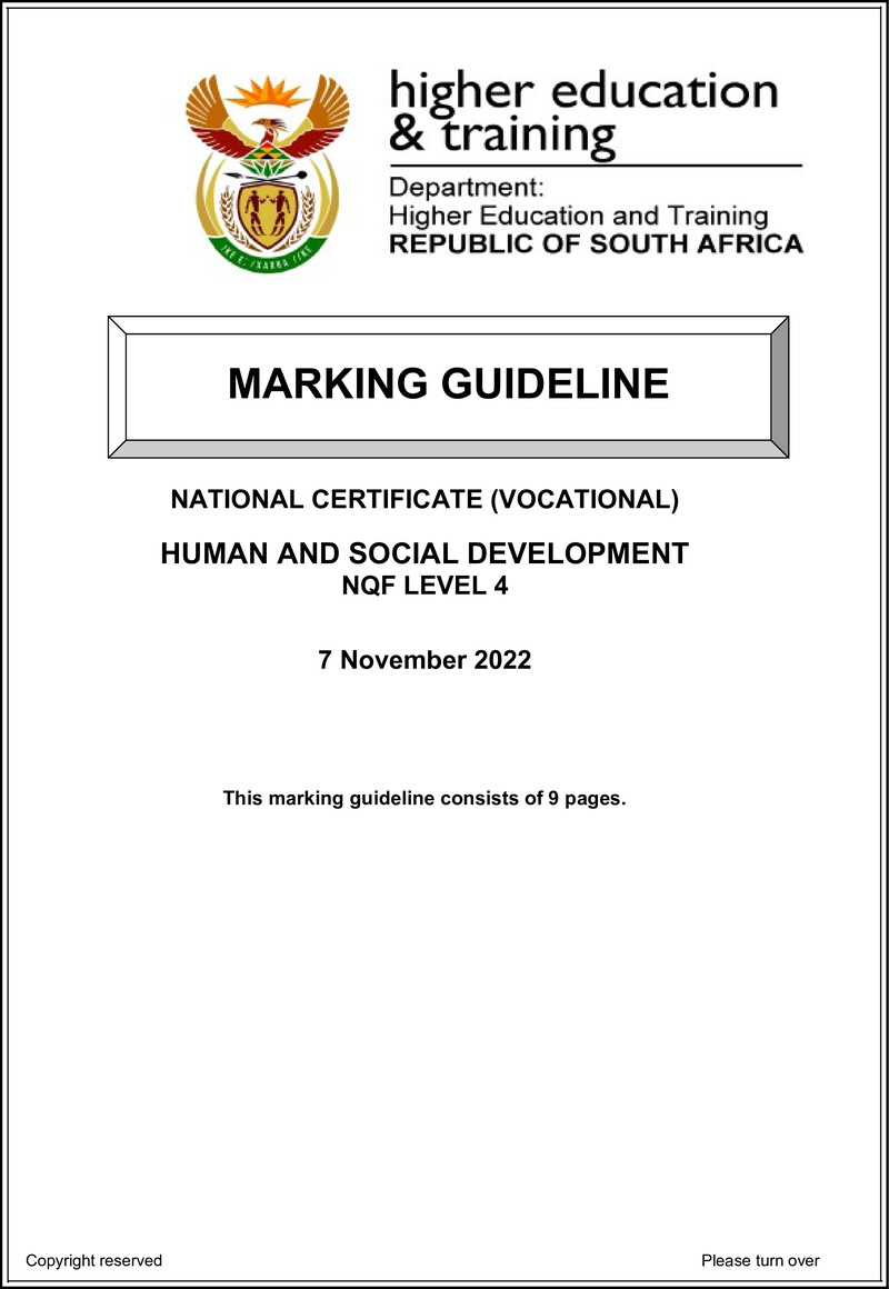 Nc1500 Human And Social Development L4 Memo Nov 2022 Signed Off