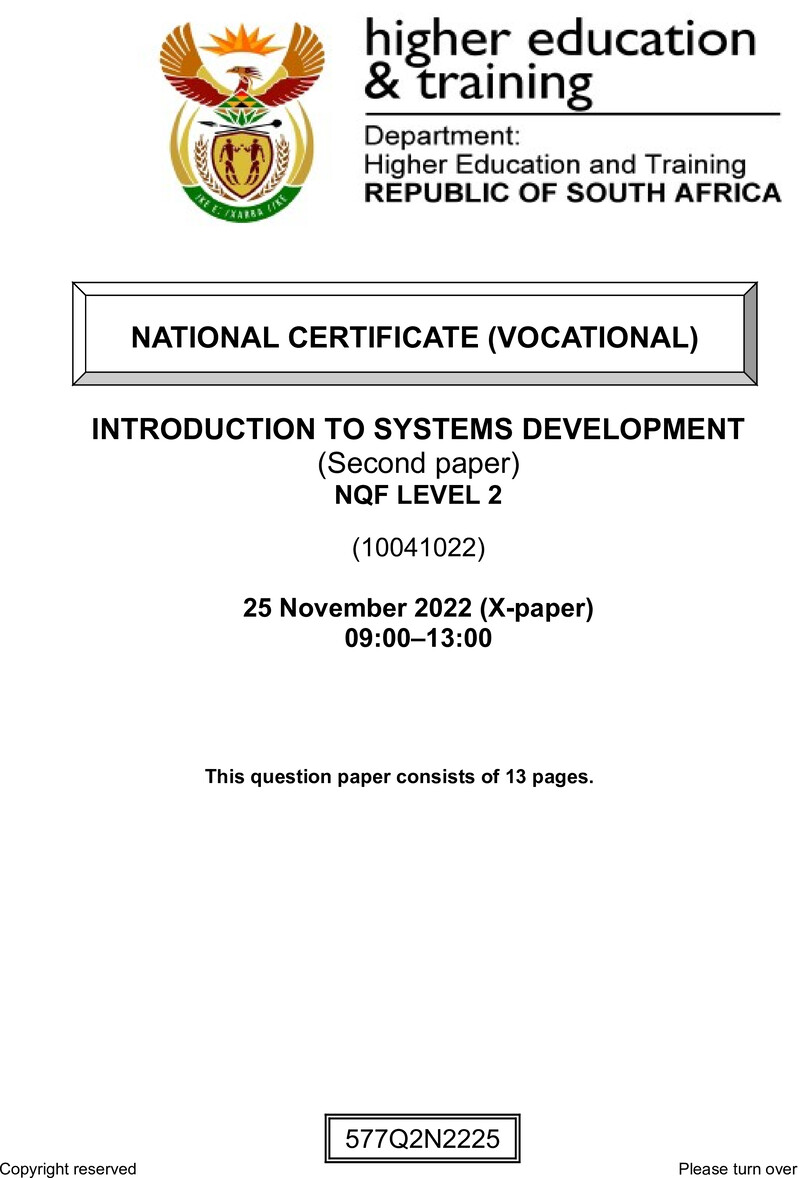 Nc1600 Introduction To Systems Development L2 P2 Nov QP 2022 Edited Fopma