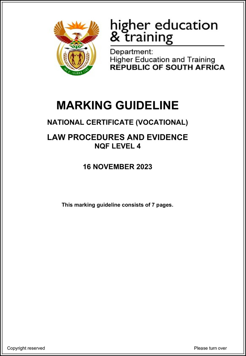 Nc1670 Law Procedures And Evidence L4 Memo Nov 2023 Signed Off 1