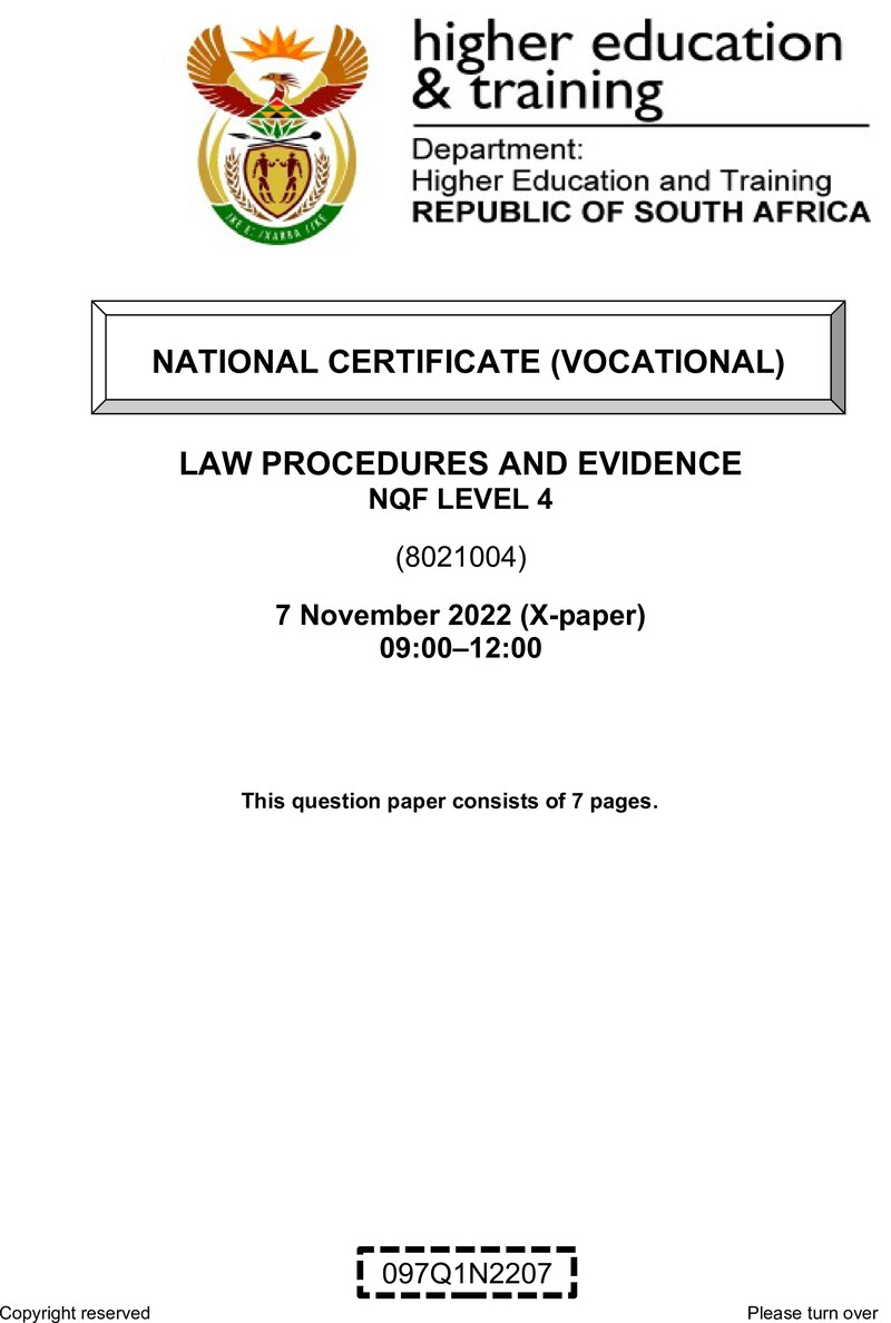 Nc1670 Law Procedures And Evidence L4 QP Nov 2022 Signed Off 1