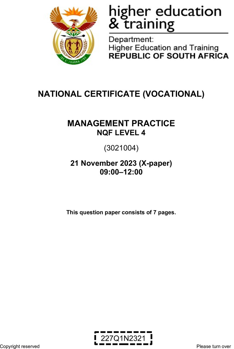 Management Practice L4 QP Nov 2023 preview