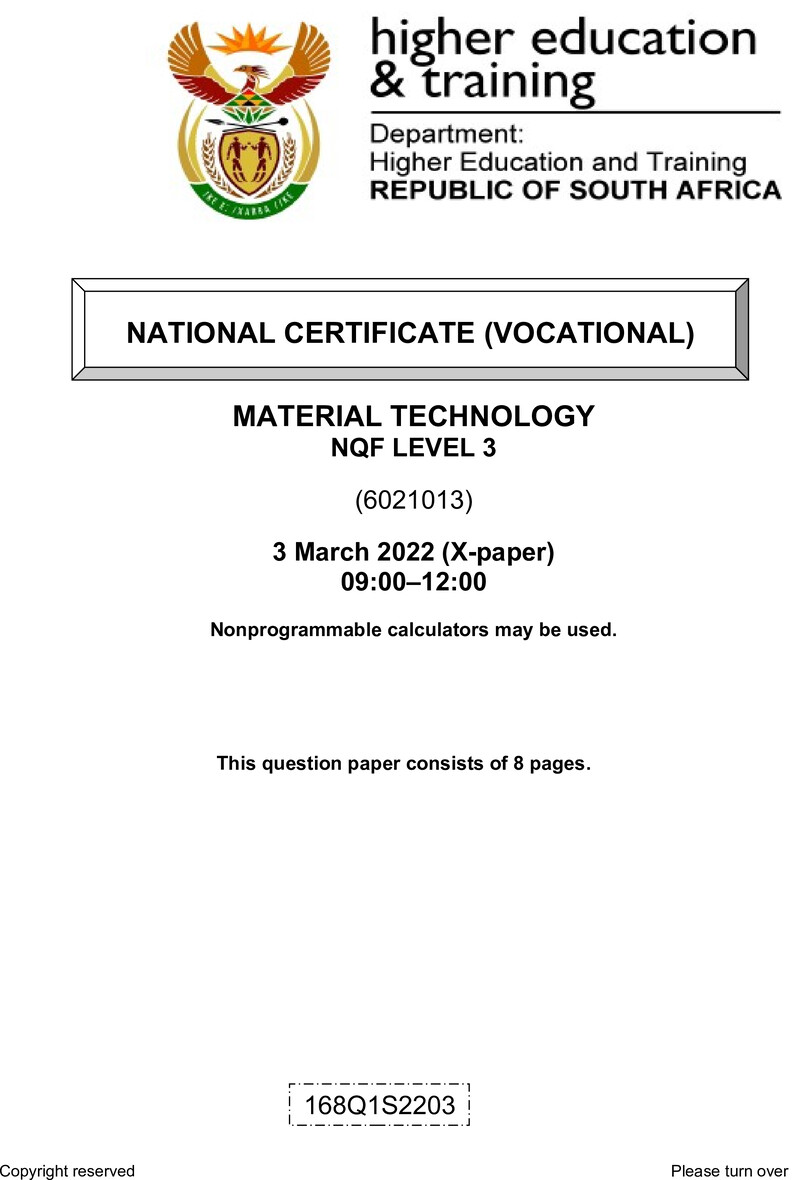 Material Technology L3 QP Feb 2022 Signed Off