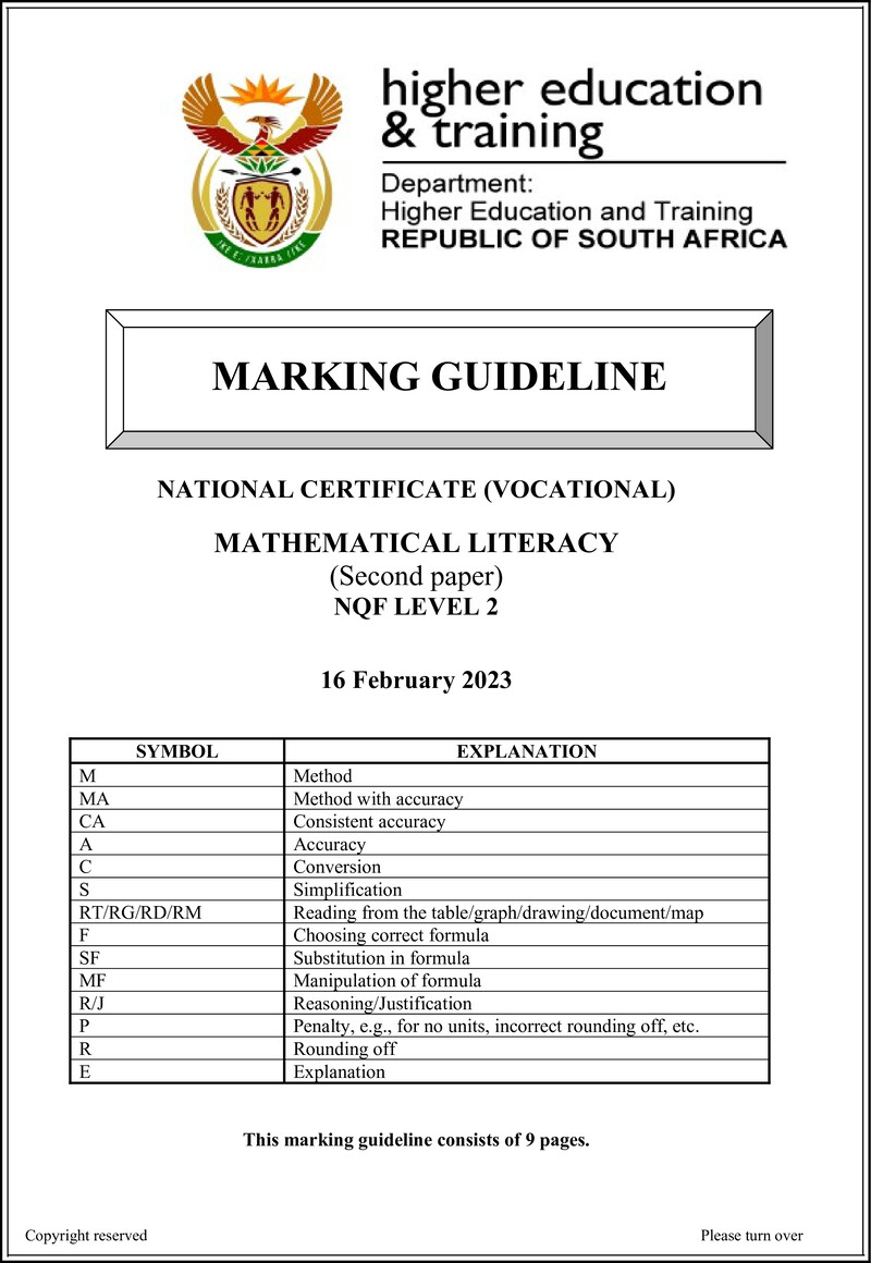 Mathematical Literacy L2 P2 Supp Memo Feb 2023 Signed Off