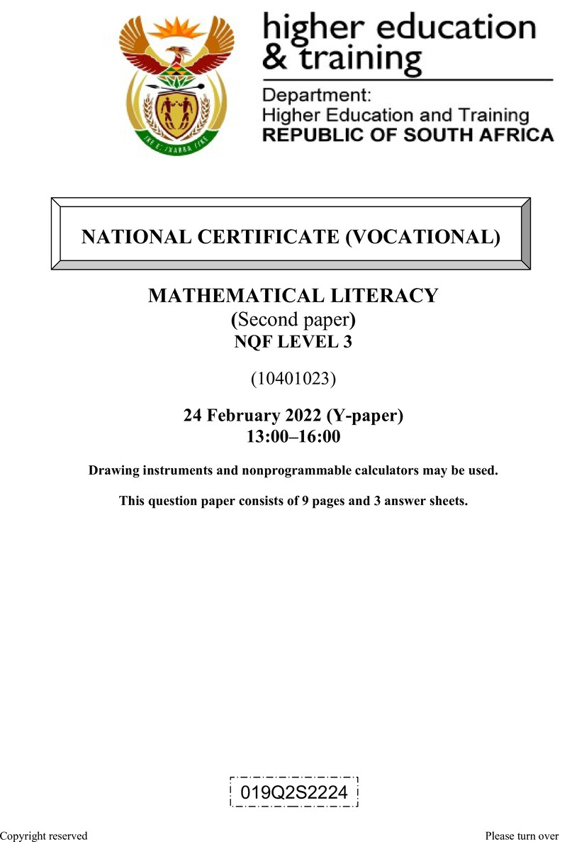 Mathematical Literacy L3 P2 QP Supp Feb 2022 Signed Off