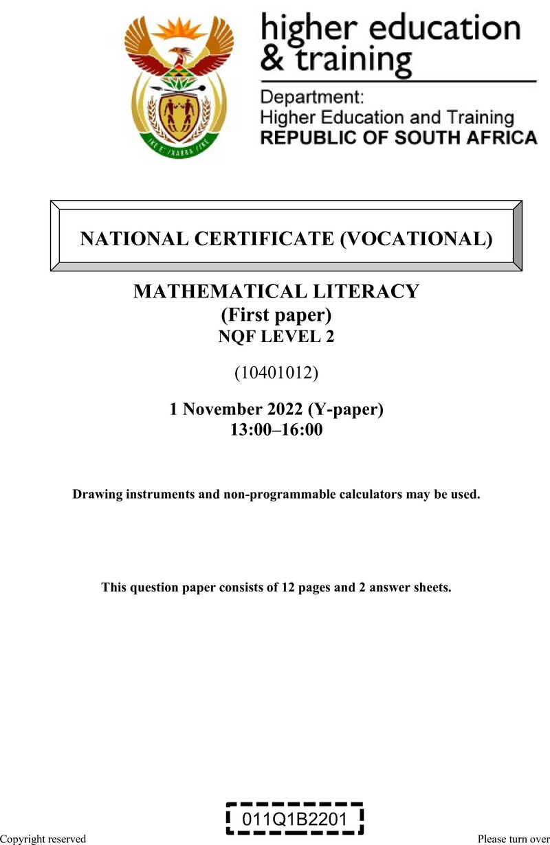 Nc1950 Mathematical Literacy L2 P1 QP Nov 2022 Signed Off