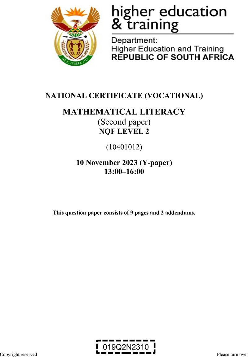 Nc1960 Mathematical Literacy L2 P2 QP Nov 2023 Signed Off