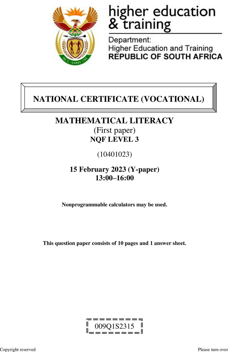 Nc1970 Mathematical Literacy L3 P1 QP Supp Feb 2023 Signed Off