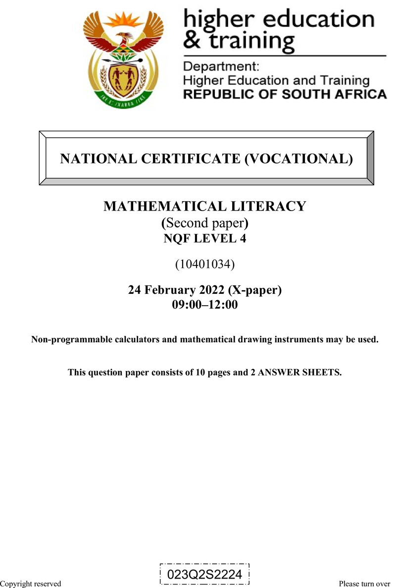 Nc2000 Mathematical Literacy L4 P2 QP Supp Feb 2022 Signed Off