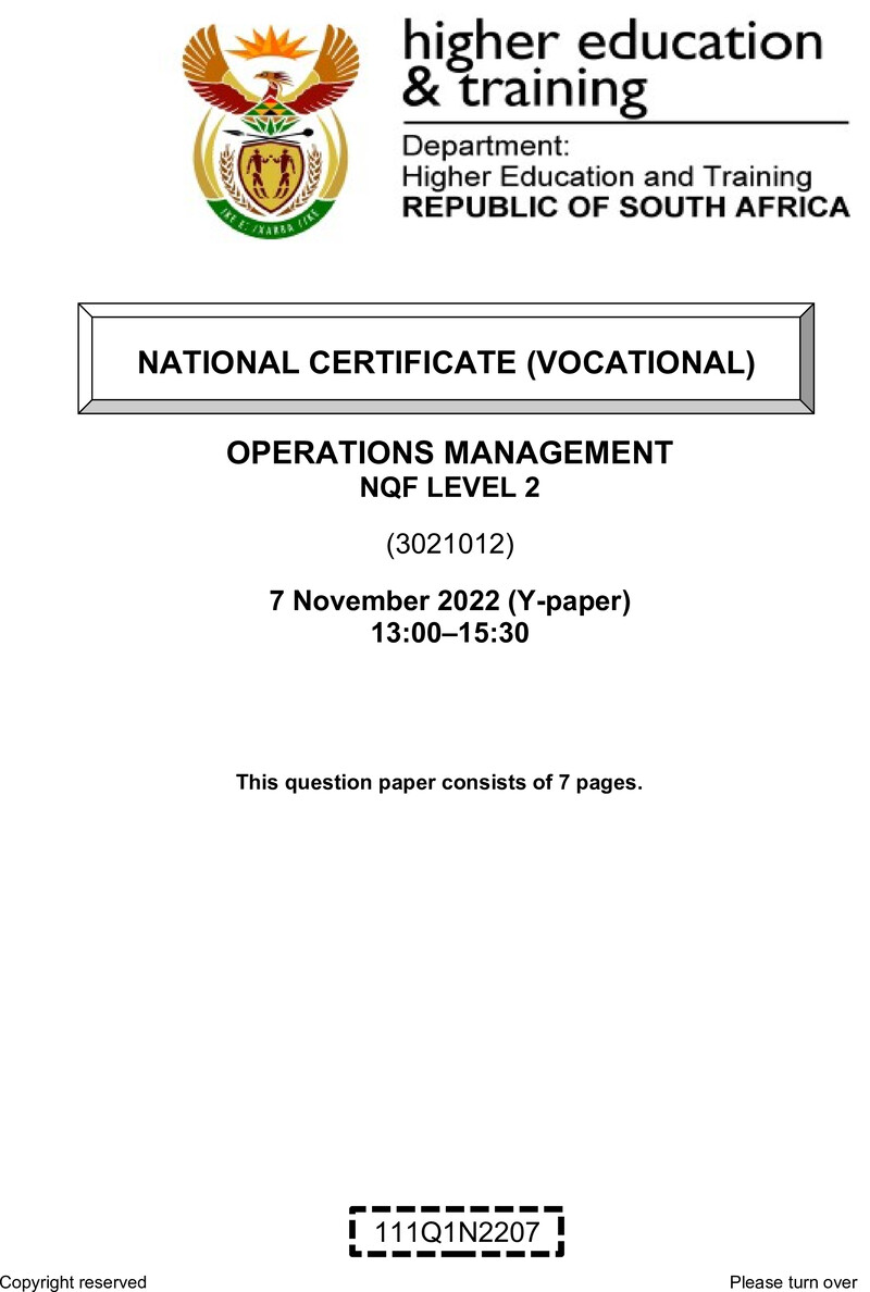 Nc2240 Operations Management L2 Nov QP 2022 Signed Off