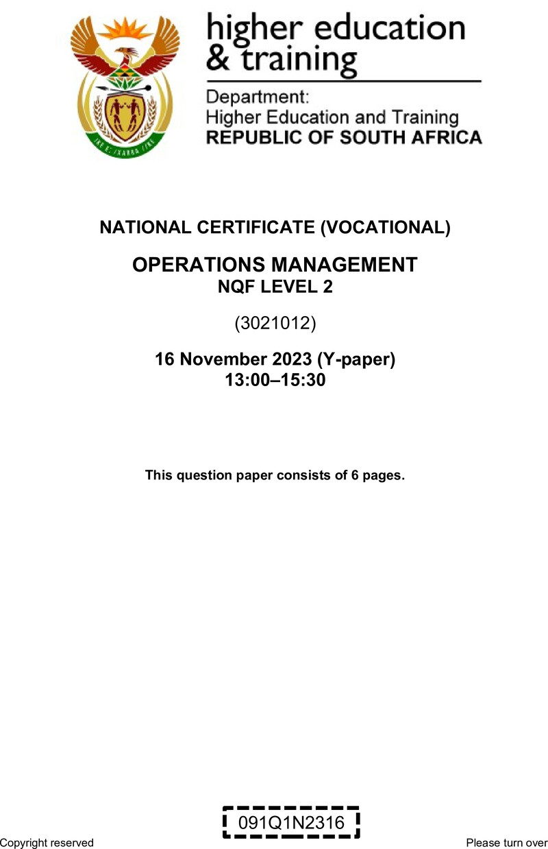 Operations Management L2 QP Nov 2023 Edited Fopma preview