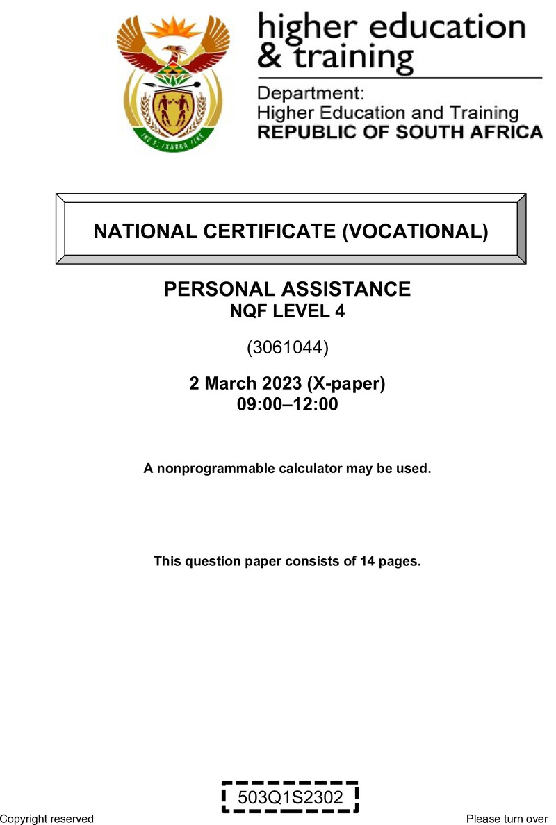 Nc2270 Personal Assistance L4 QP Supp 2023 Signed Off De Jager