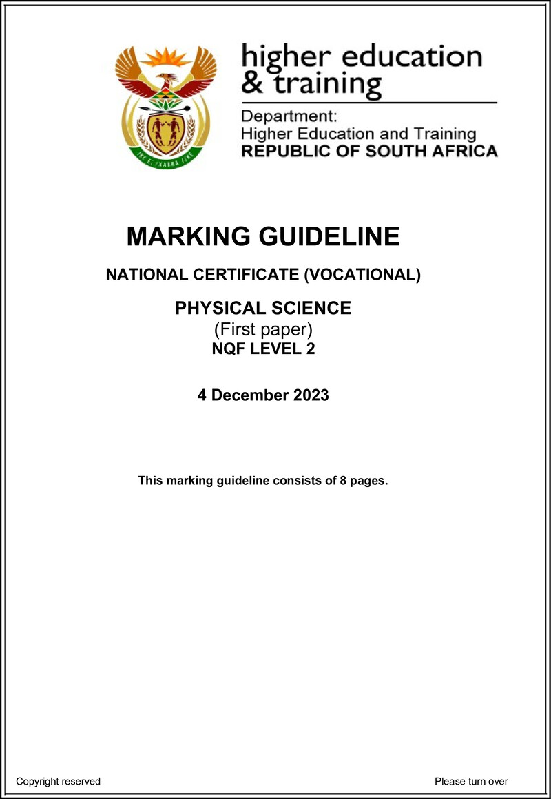 Nc2290 Physical Science L2 P1 Memo Nov 2023 Signed Off