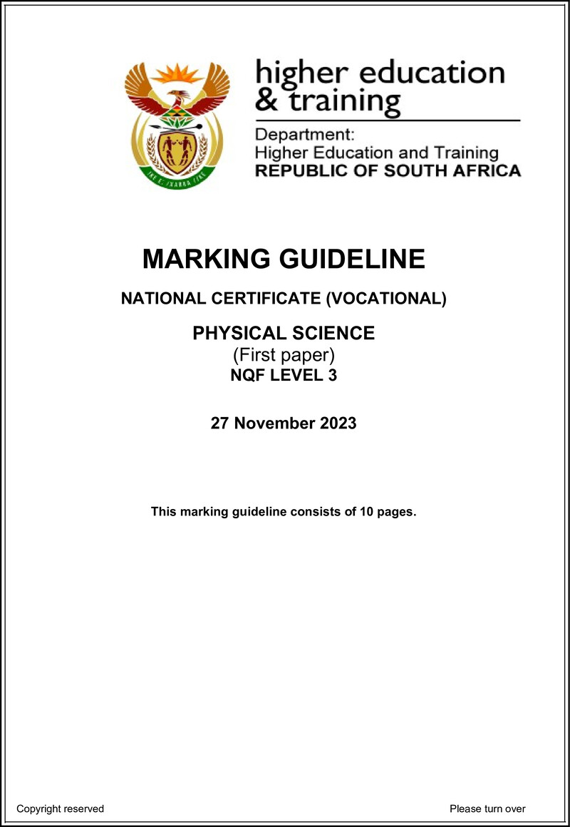 Nc2300 Physical Science L3 P1 Nov Memo 2023 Signed Off