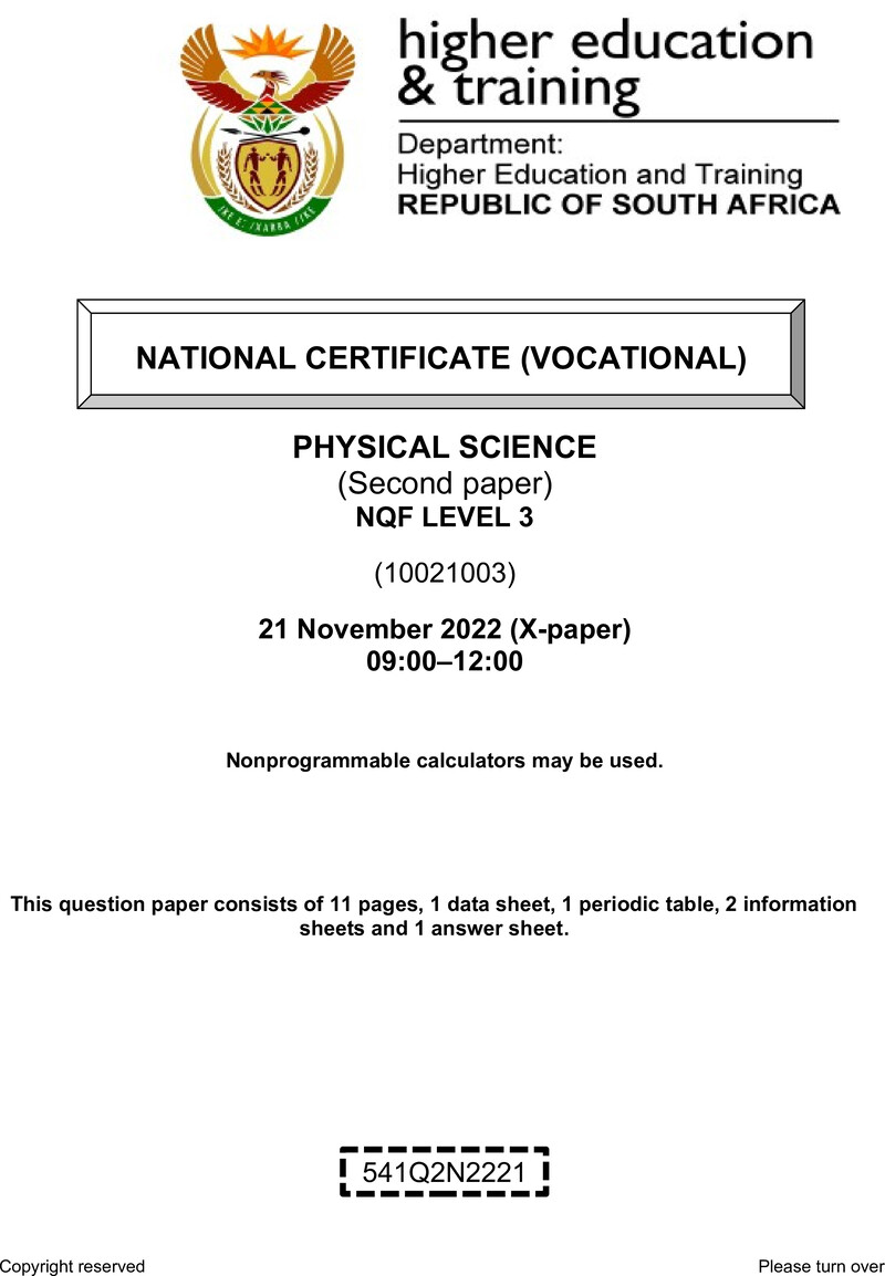 Nc2310 Physical Science L3 P2 QP Nov 2022 Signed Off