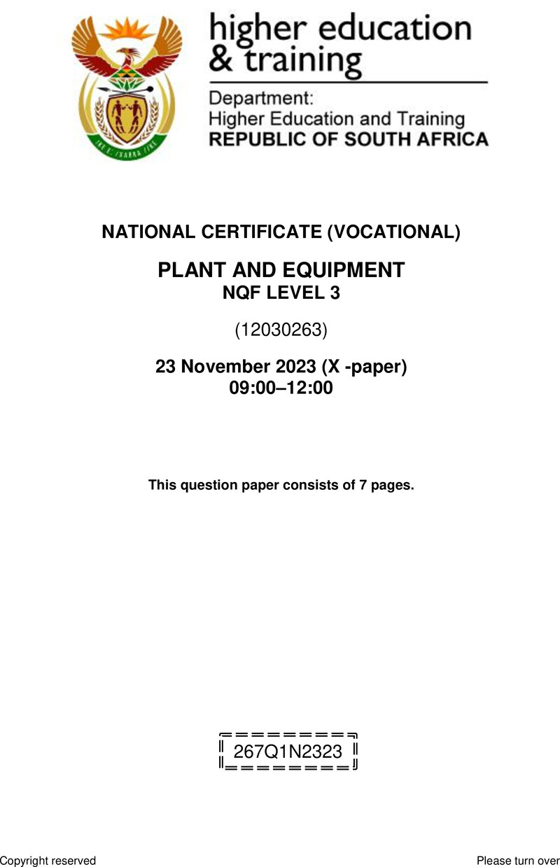 Nc2350 Plant And Equipment L3 QP Nov 2023 Edited Williams E