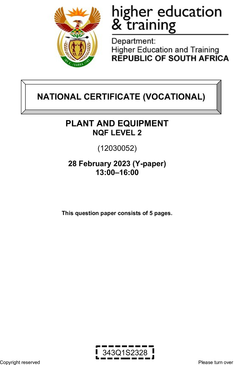 Plant And Equipment L2 QP Feb 2023 Van Zyl S