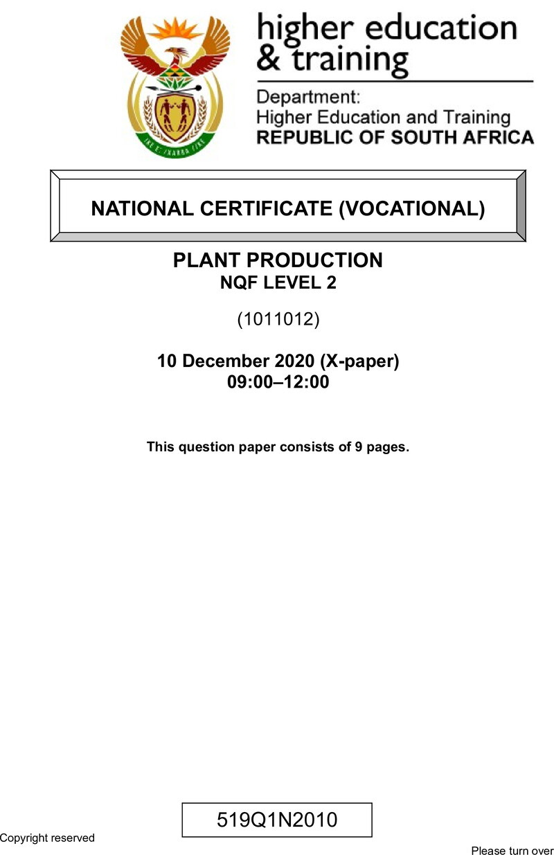 Plant Production L2 QP Nov 2020
