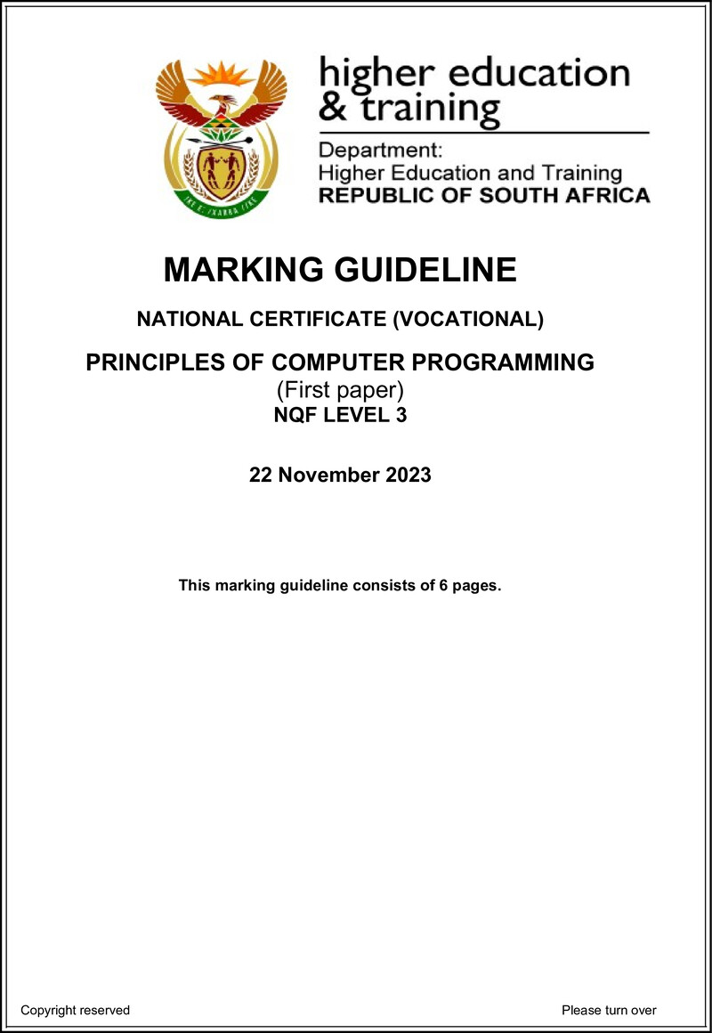 Nc2410 Principles Of Computer Programming L3 P1 Memo Nov 2023 Signed Off