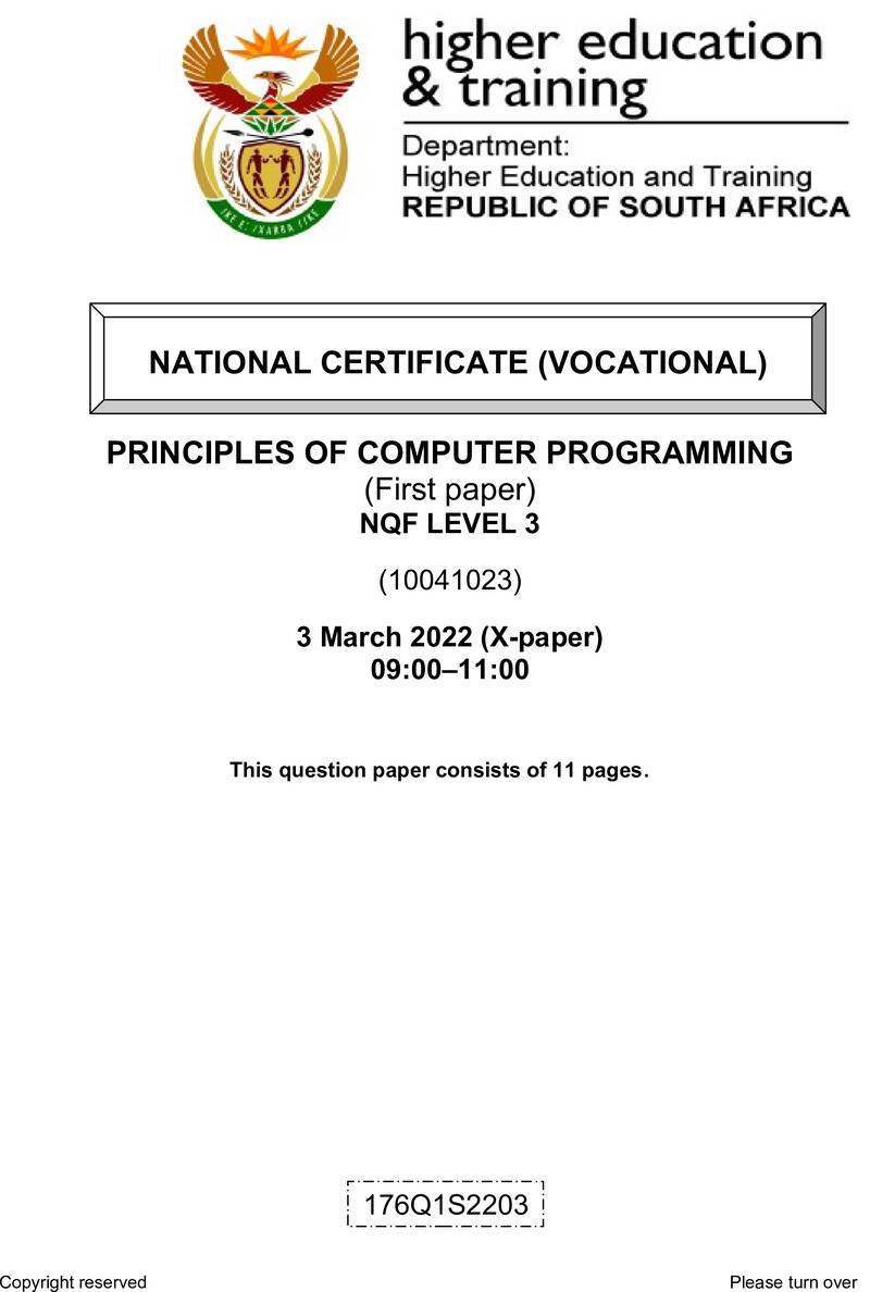 Of Computer Programming L3 P1 QP Feb 2022 preview