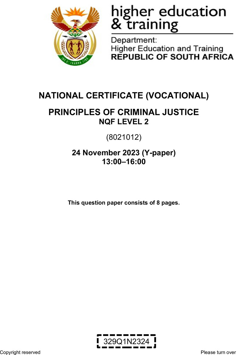 Nc2430 Principles Of Criminal Justice L2 QP Nov 2023 Signed Off