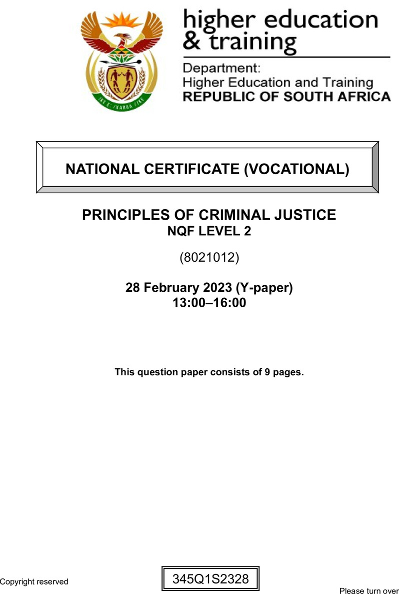 Principles Of Criminal Justice L2 QP Supp Feb 2023 Moller