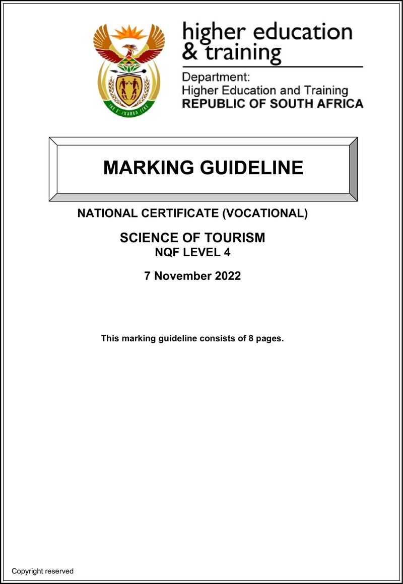 Nc2720 Science Of Tourism L4 Memo Nov 2022 Signed Off
