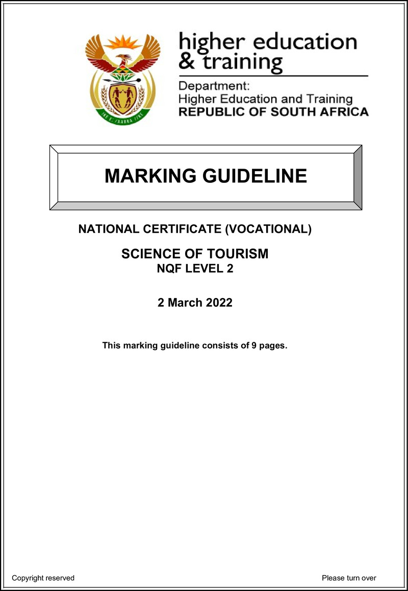 Science Of Tourism L2 Memo Supp Feb 2022