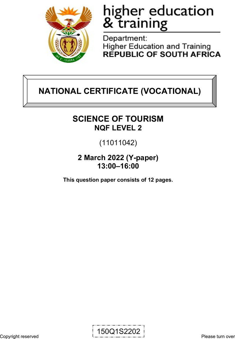 Science Of Tourism L2 QP Supp Feb 2022 Moller