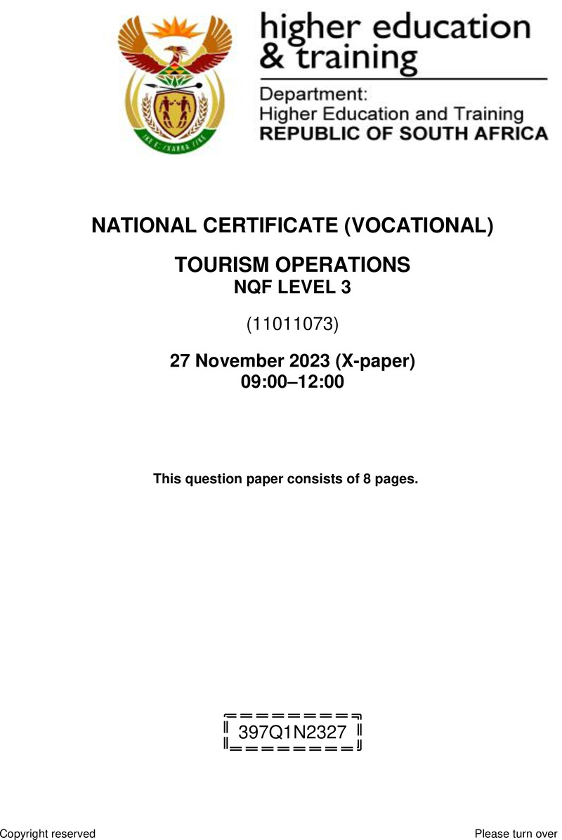 Nc2900 Tourism Operations L3 Nov QP 2023 Sign Off