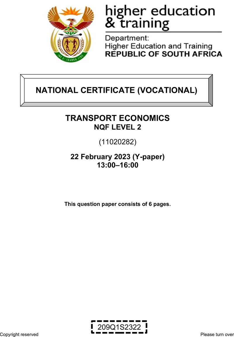 Transport Economics L2 QP Supp Feb 2023 Edited Gerber
