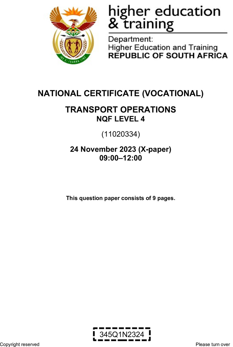 Nc2970 Transport Operations L4 QP Nov 2023 Signed Off