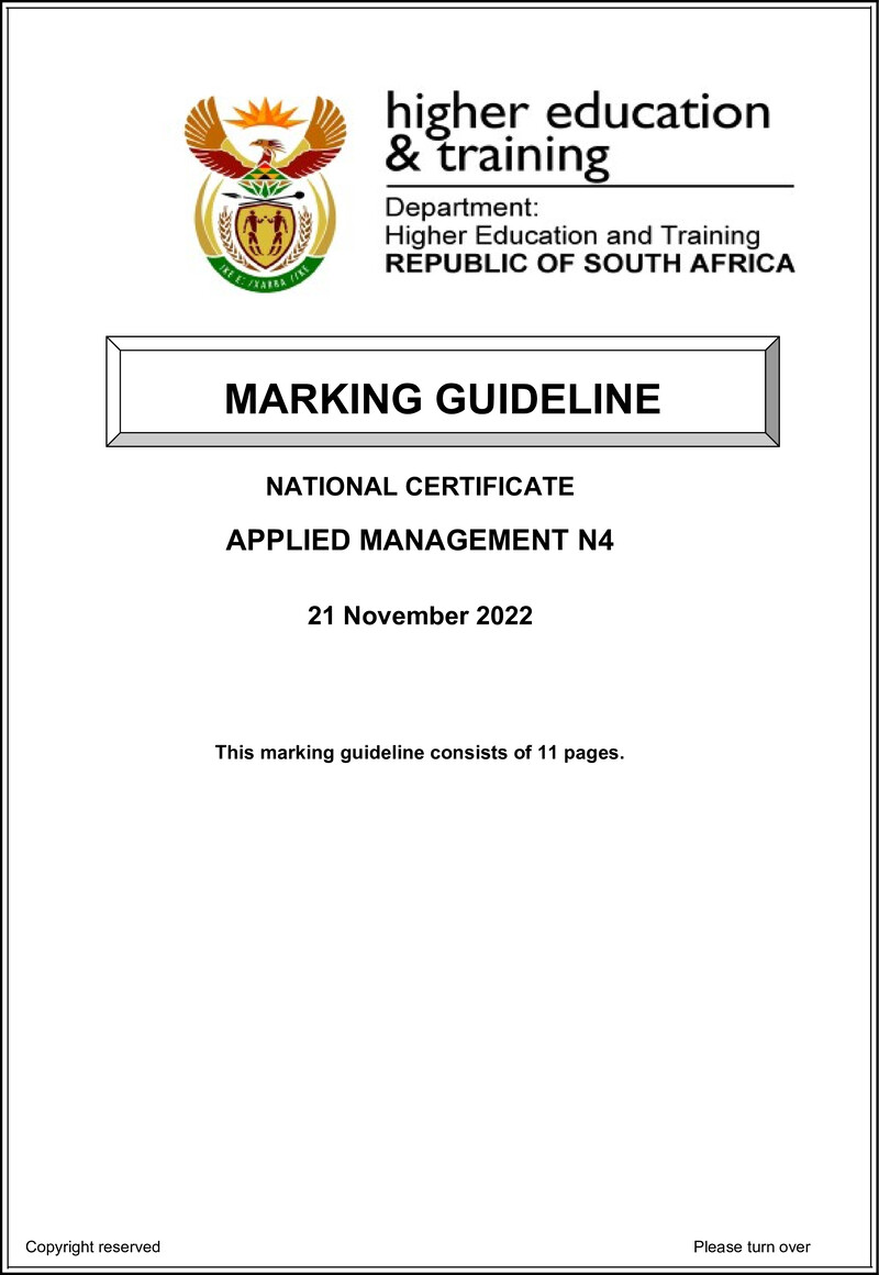 Applied Management N4 Memo Nov 2022